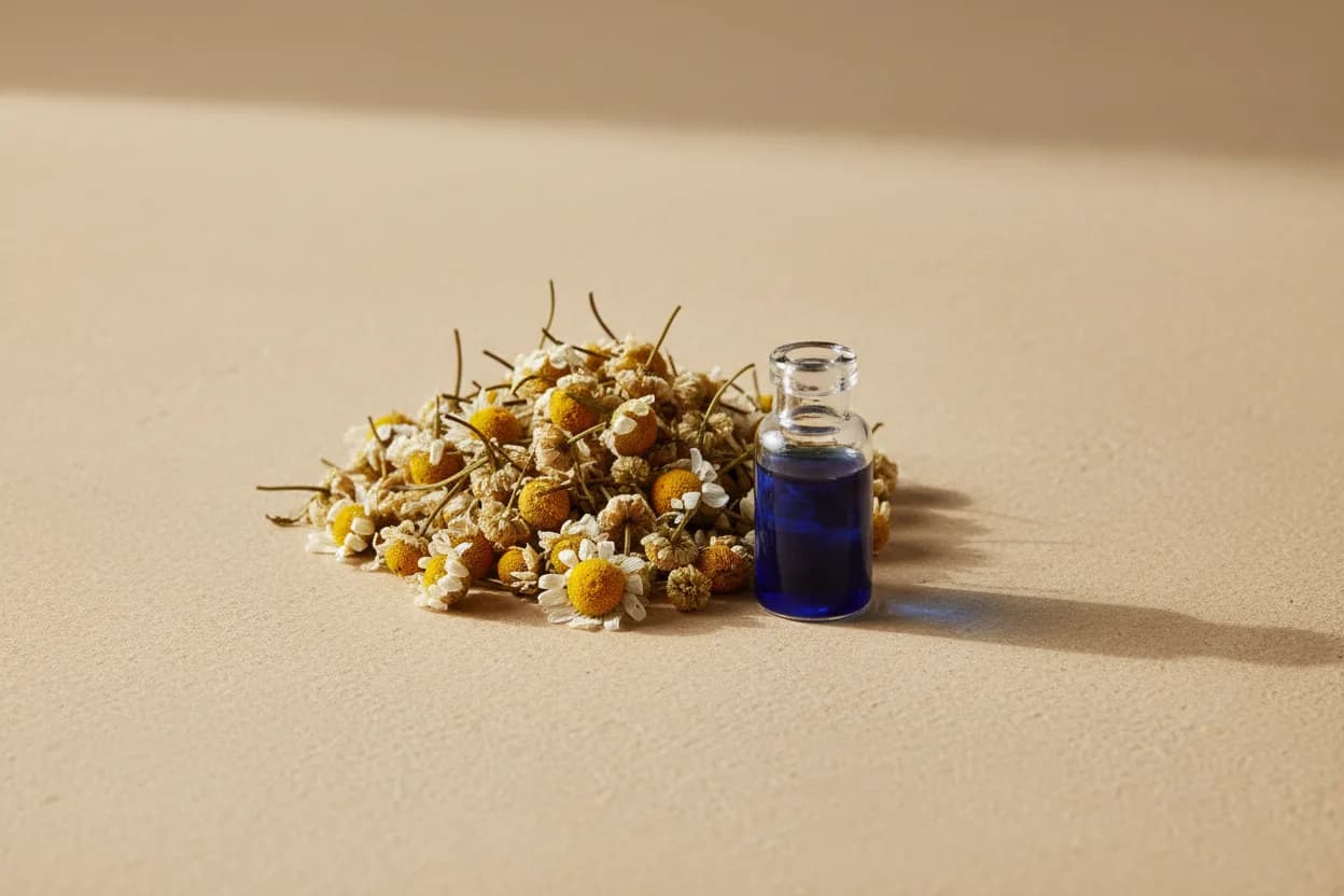 Chamomile makes its blue in the still, not in the field