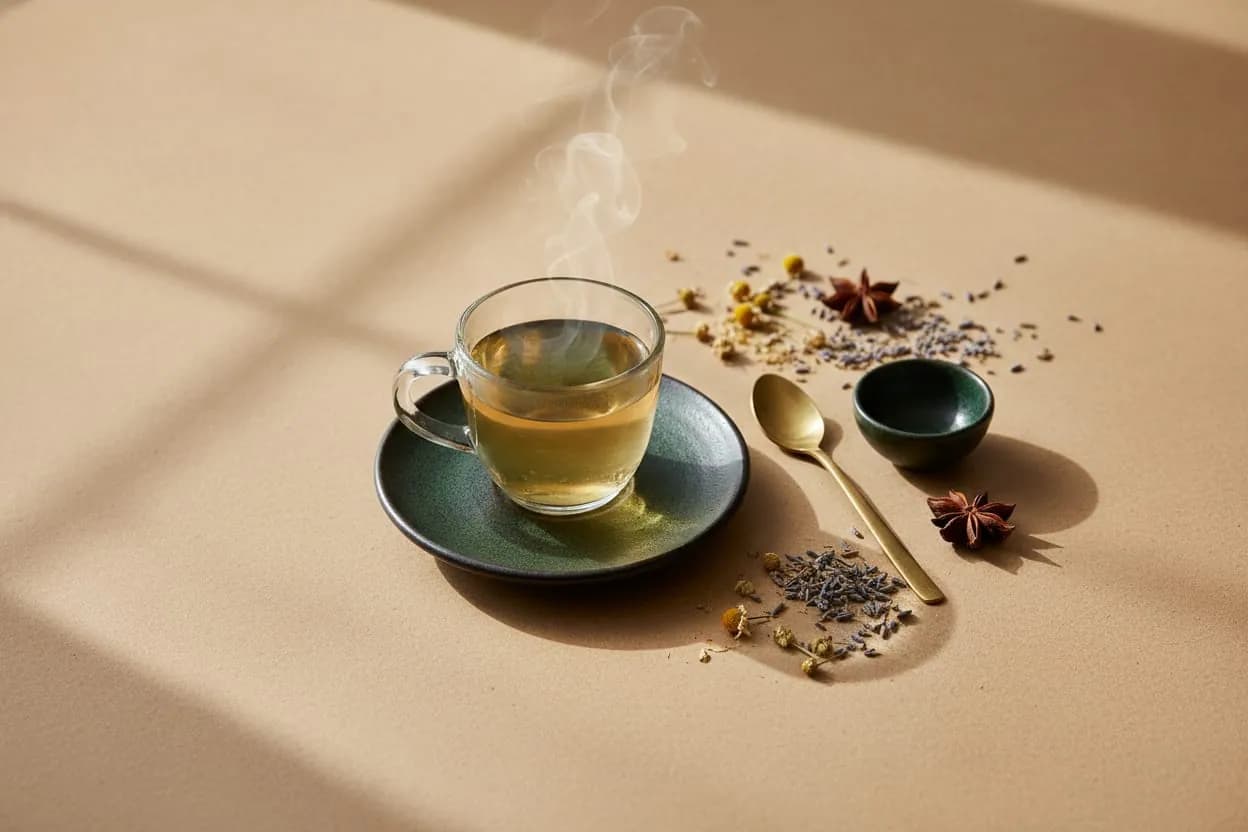 Chamomile, lavender & star anise · steeping cup